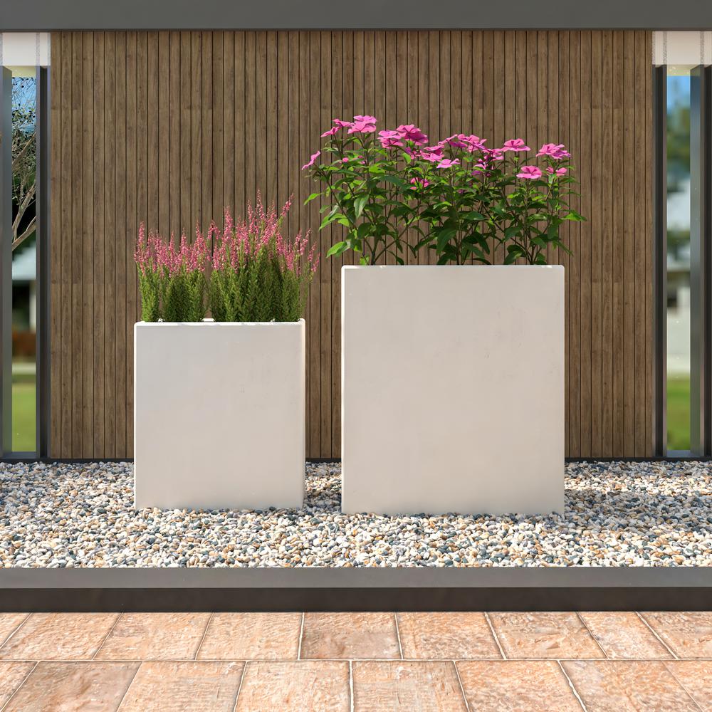 Thistle Series Poly Stone Planter Set in White. Picture 8