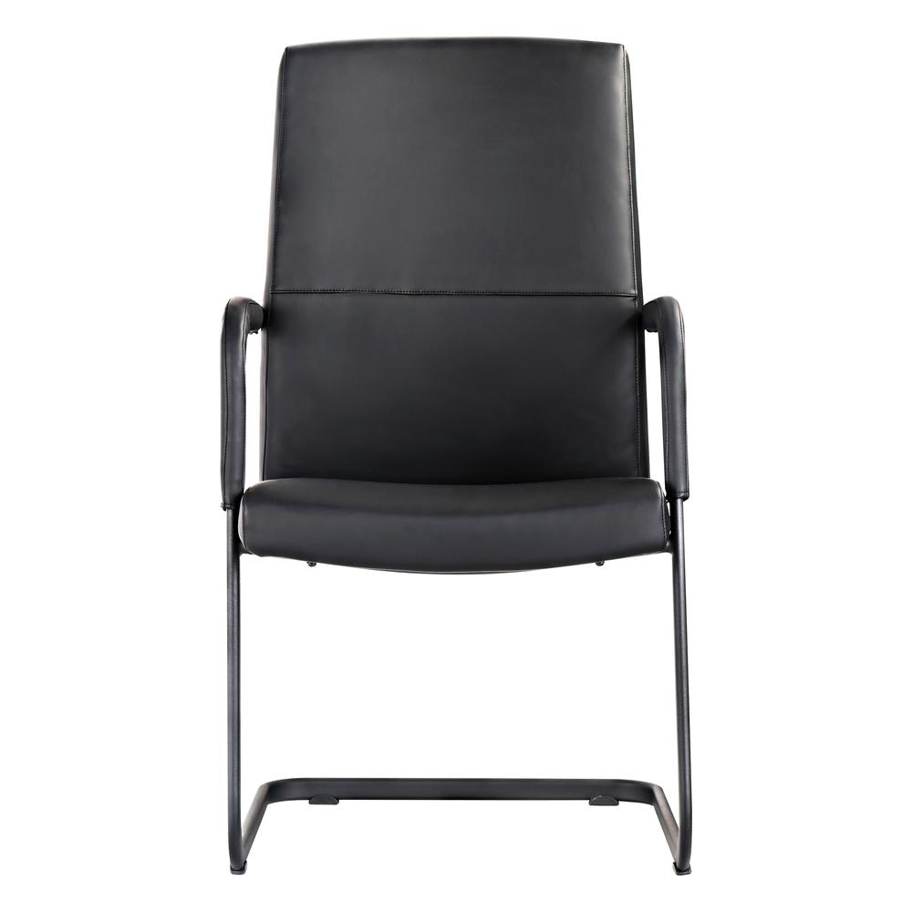 Evander Office Guest Chair in Black Leather. Picture 1