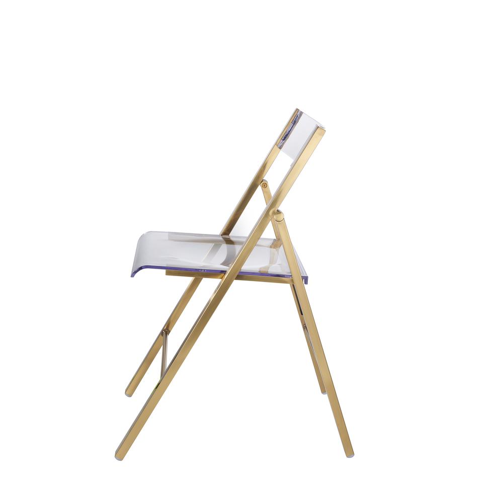 Folding Chair in Brushed Gold Finish with Stainless Steel Frame for Kitchen. Picture 1