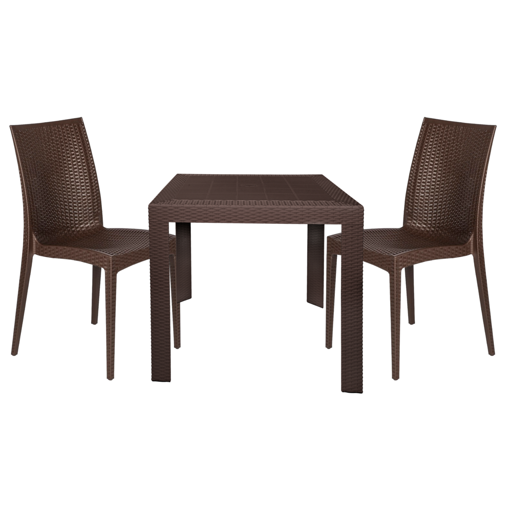 Mace 3-Piece Outdoor Dining Set with Plastic Square Table. Picture 7
