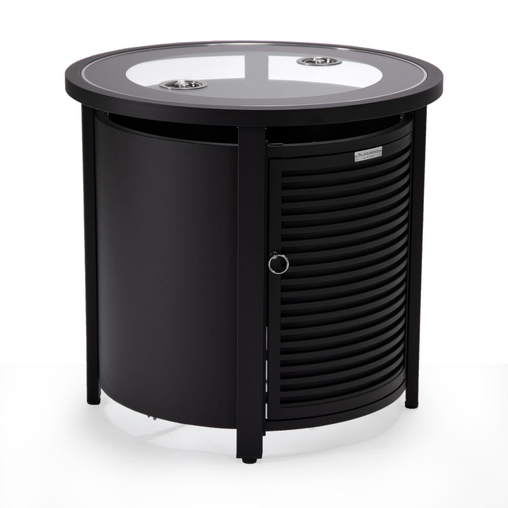 Walbrooke Black Patio Round Tank Holder with Slats Design. Picture 6