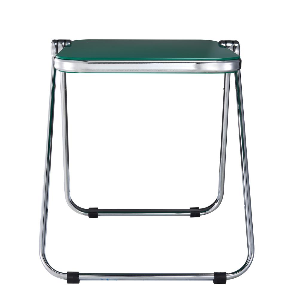 Rectangular Folding Side Table in Chrome Finish with Plastic Tabletop. Picture 2