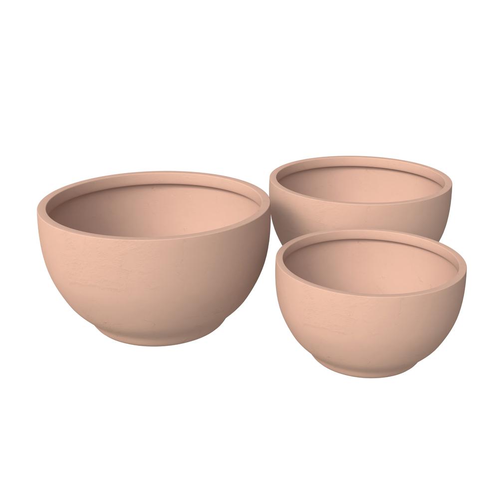 Grove Series Poly Stone Planter Set in Terracotta. Picture 4
