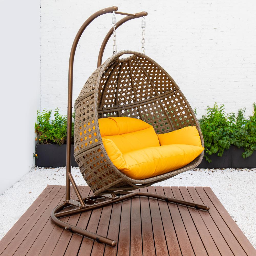 LeisureMod Wicker Hanging Double Egg Swing Chair  EKDBG-57A. Picture 8