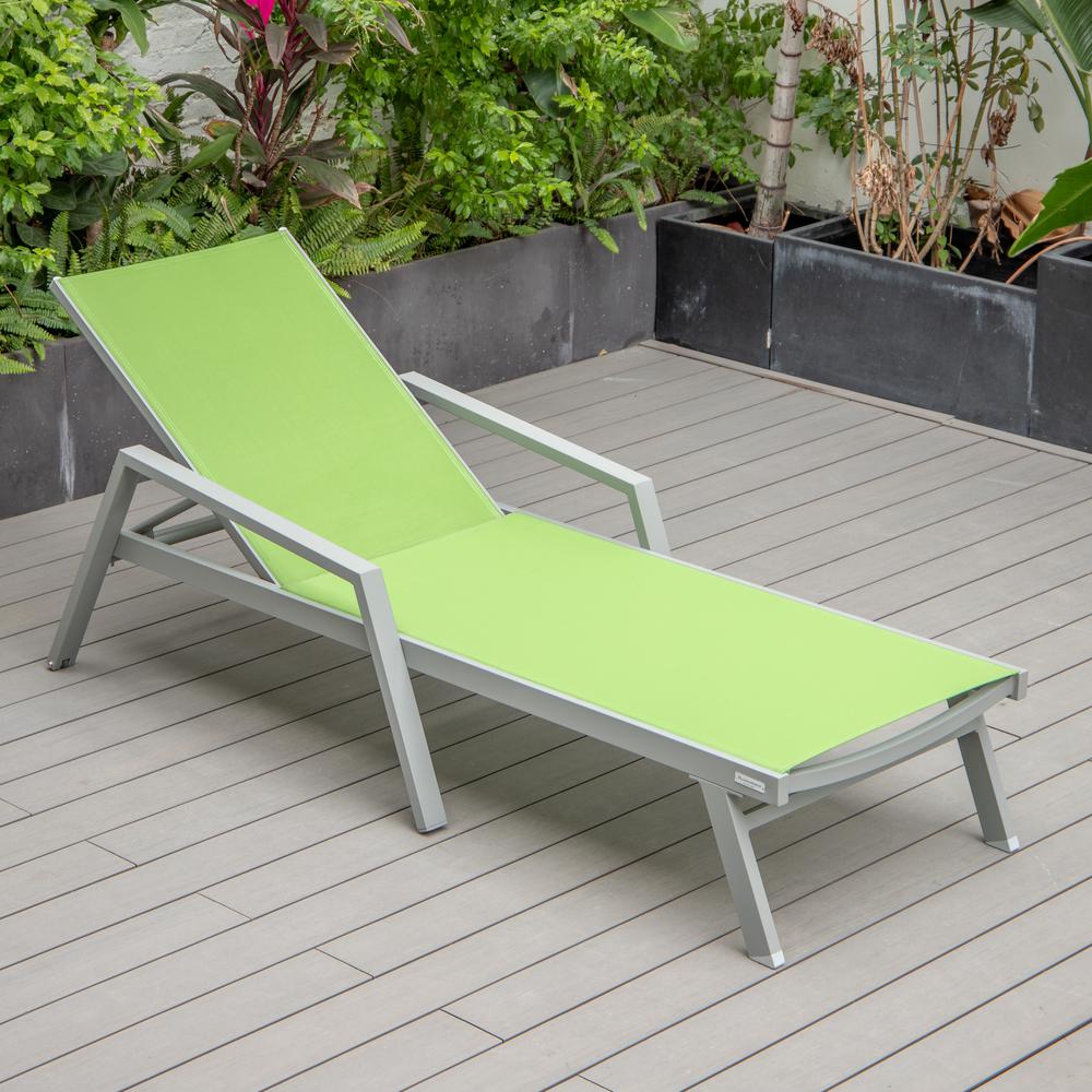 Marlin Patio Chaise Lounge Chair With Armrests in Grey Aluminum Frame. Picture 4