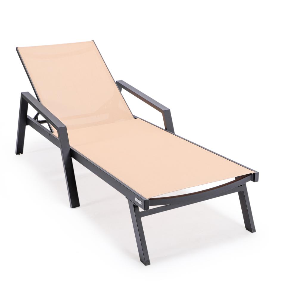 Marlin Patio Chaise Lounge Chair With Armrests in Black Aluminum Frame. Picture 1
