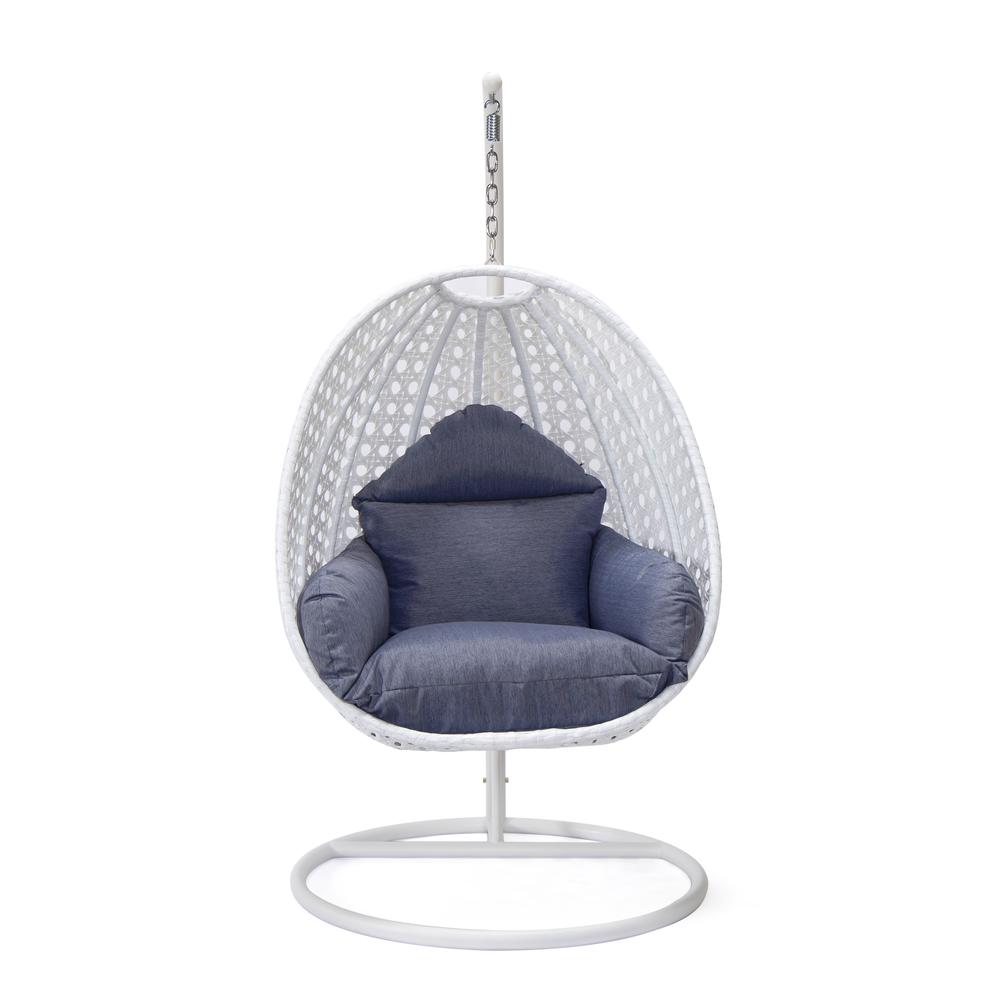 LeisureMod Wicker Hanging Egg Swing Chair, Cherry. Picture 1