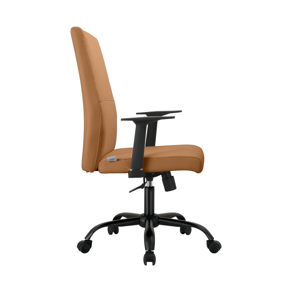 Evander Series Office Guest Chair in Acorn Brown Leather. Picture 5