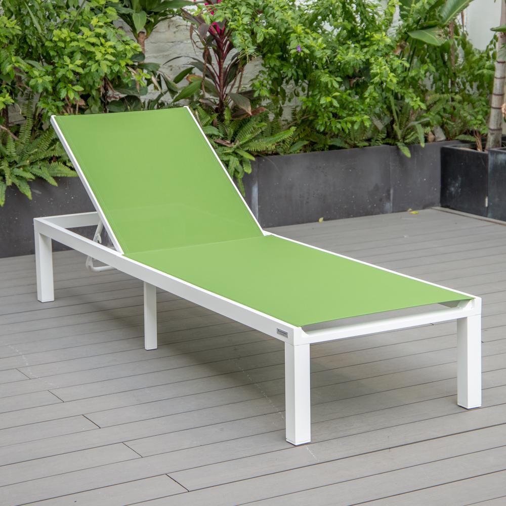 Marlin Patio Chaise Lounge Chair With White Aluminum Frame. Picture 7