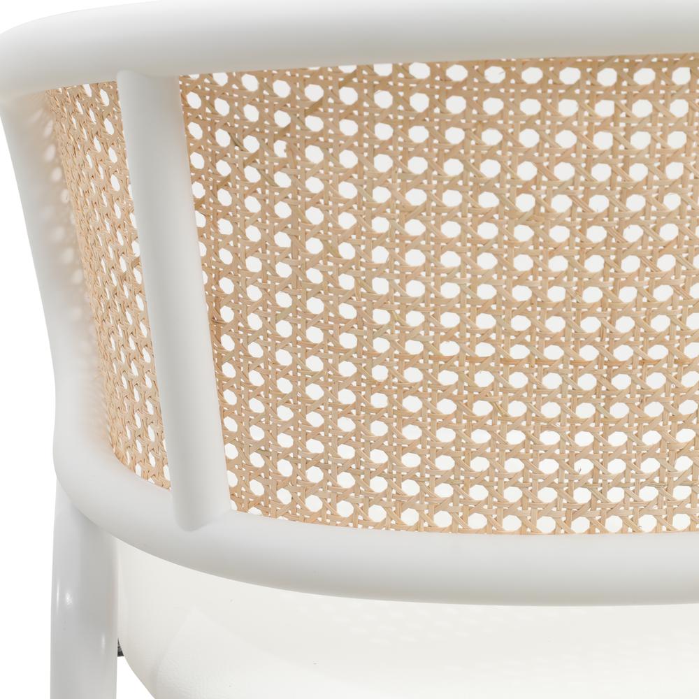 Ervilla Modern Dining Chair with White Powder Coated Steel Legs and Wicker Back. Picture 6