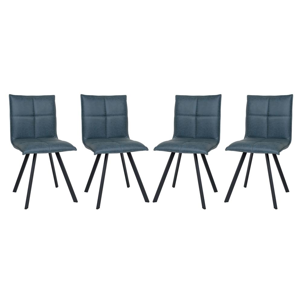 Wesley Modern Leather Dining Chair With Metal Legs Set of 4. Picture 3