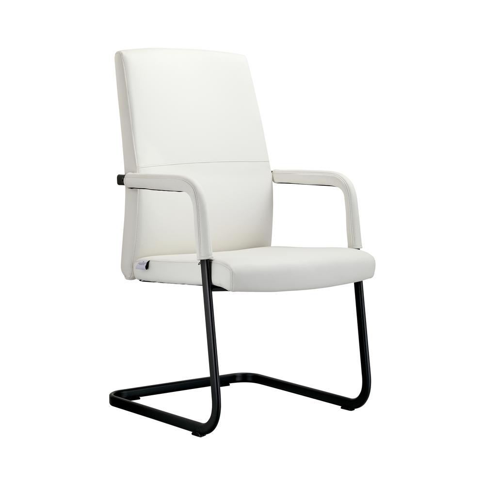 Evander Office Guest Chair in White Leather. Picture 3