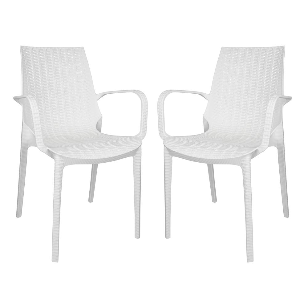 Kent Outdoor Patio Plastic Dining Arm Chair, Set of 2. Picture 2