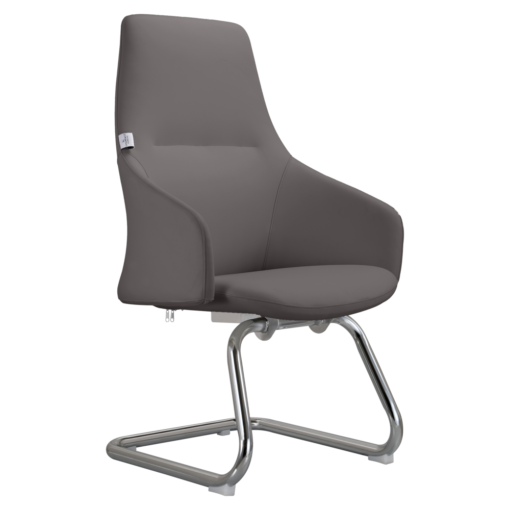 Celeste Series Guest Office Chair in Grey Leather. Picture 1