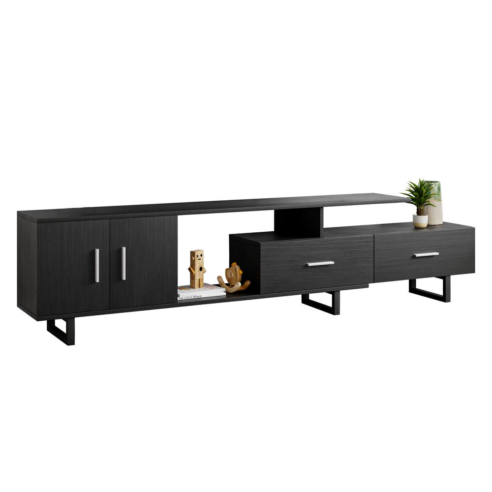 Avery Mid-Century Modern TV Stand with MDF Cabinet and Powder Coated Steel Legs. Picture 4