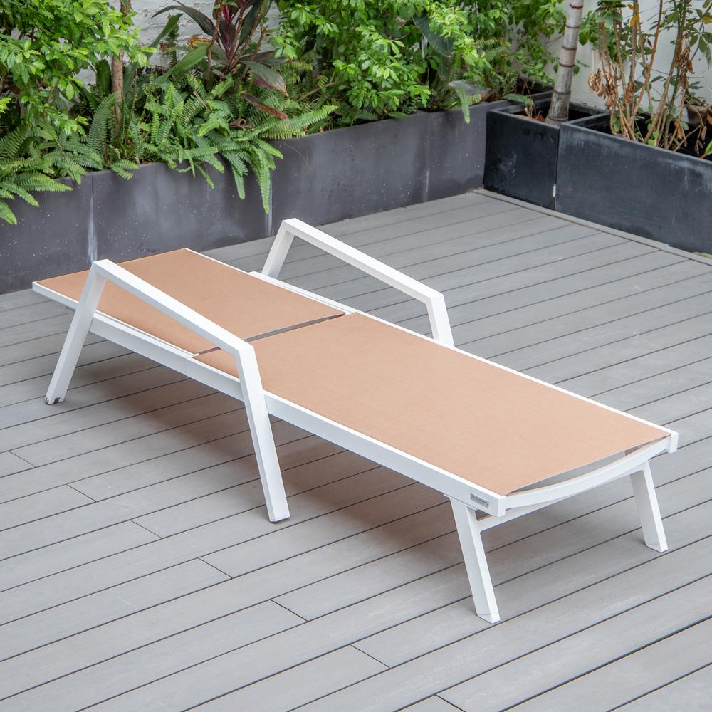White Aluminum Outdoor Patio Chaise Lounge Chair With Arms. Picture 21