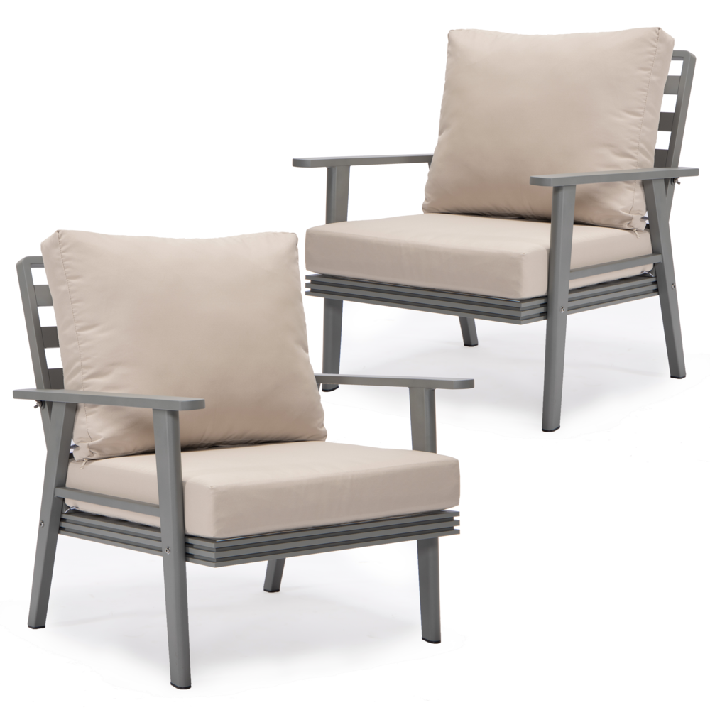 Walbrooke Modern Grey Patio Arm Chair, Set of 2. Picture 1