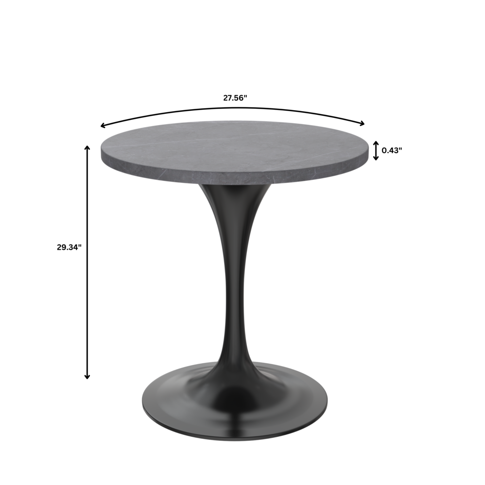 Verve 27 Round Dining Table, Black Base with Sintered Stone Grey Top. Picture 7