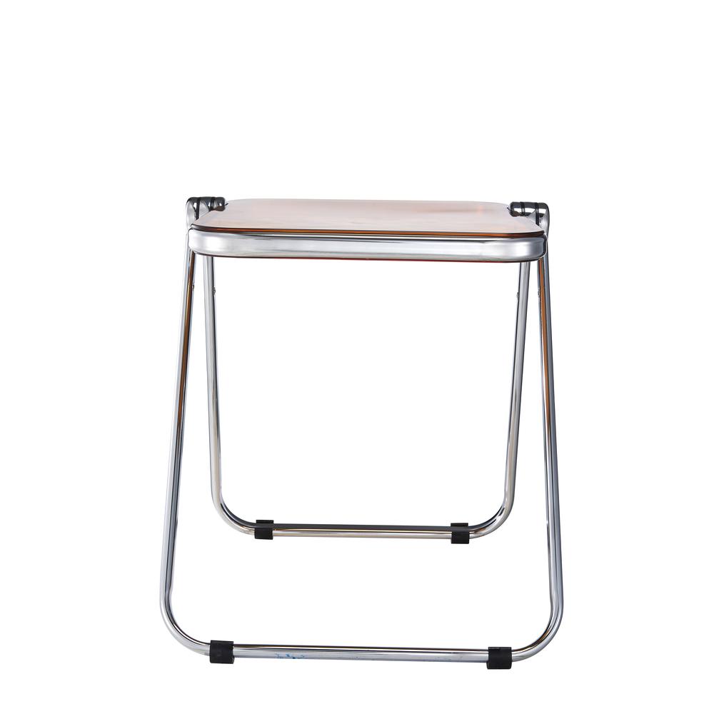 Rectangular Folding Side Table in Chrome Finish with Plastic Tabletop. Picture 3