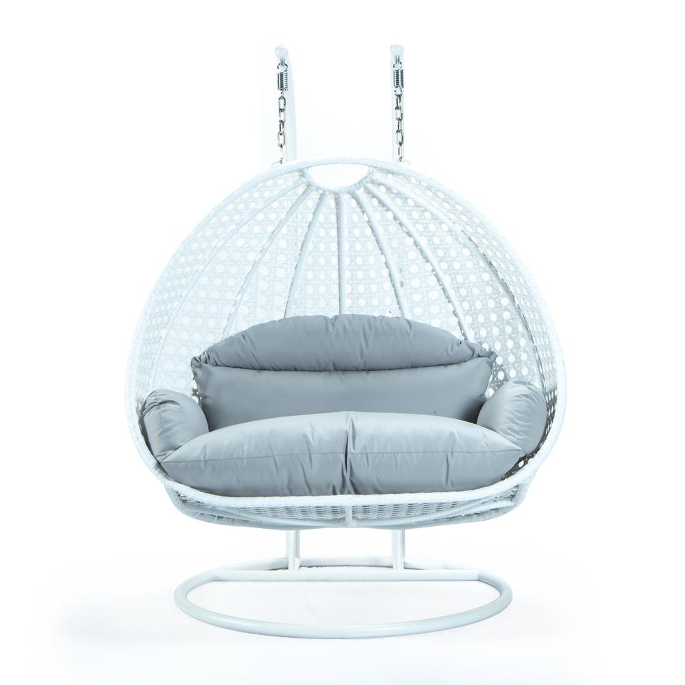White Wicker Hanging 2 person Egg Swing Chair. Picture 2