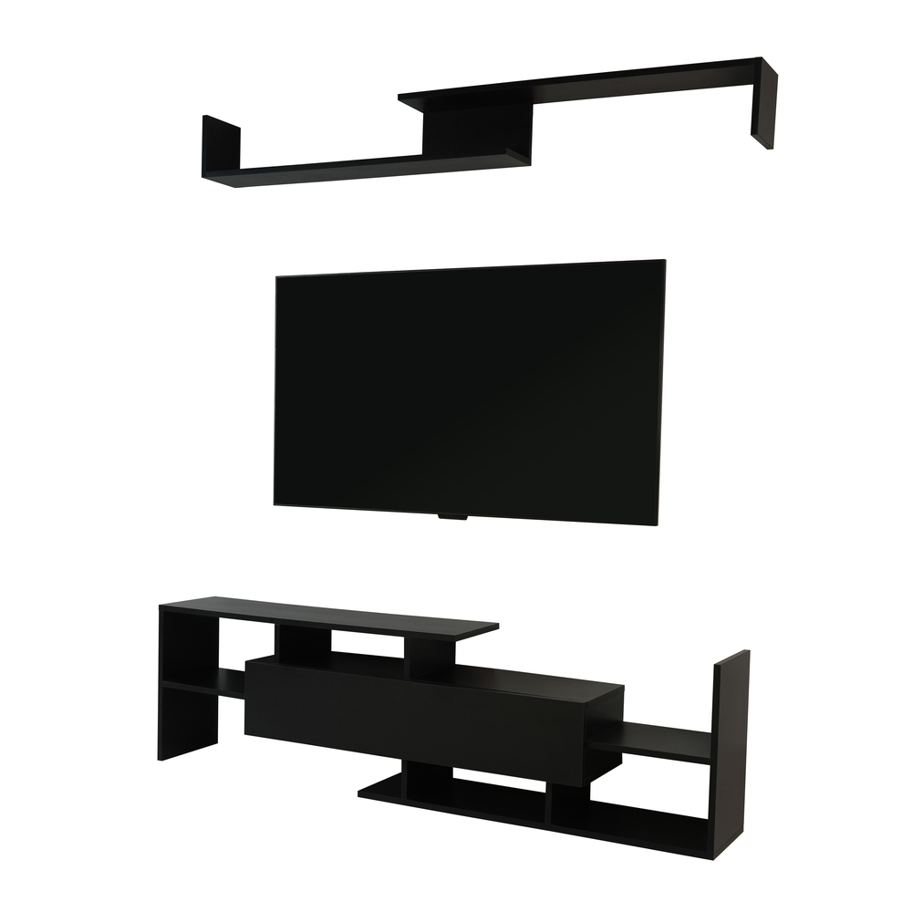 Surrey Modern TV Stand with MDF Shelves and Bookcase. Picture 6