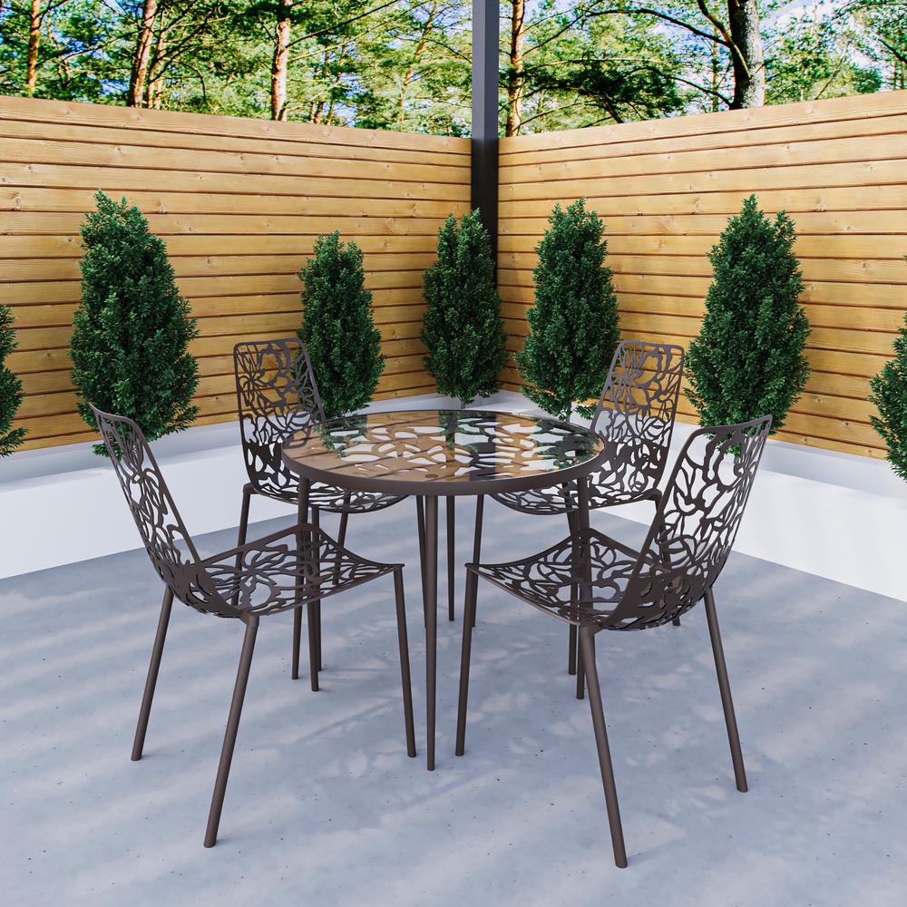 5-Piece Aluminum Outdoor Patio Dining Set with Tempered Glass Top Table. Picture 7