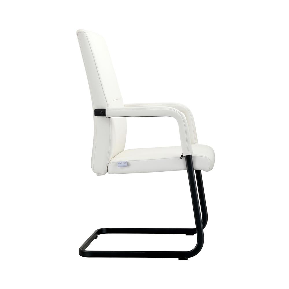 Evander Office Guest Chair in White Leather. Picture 5