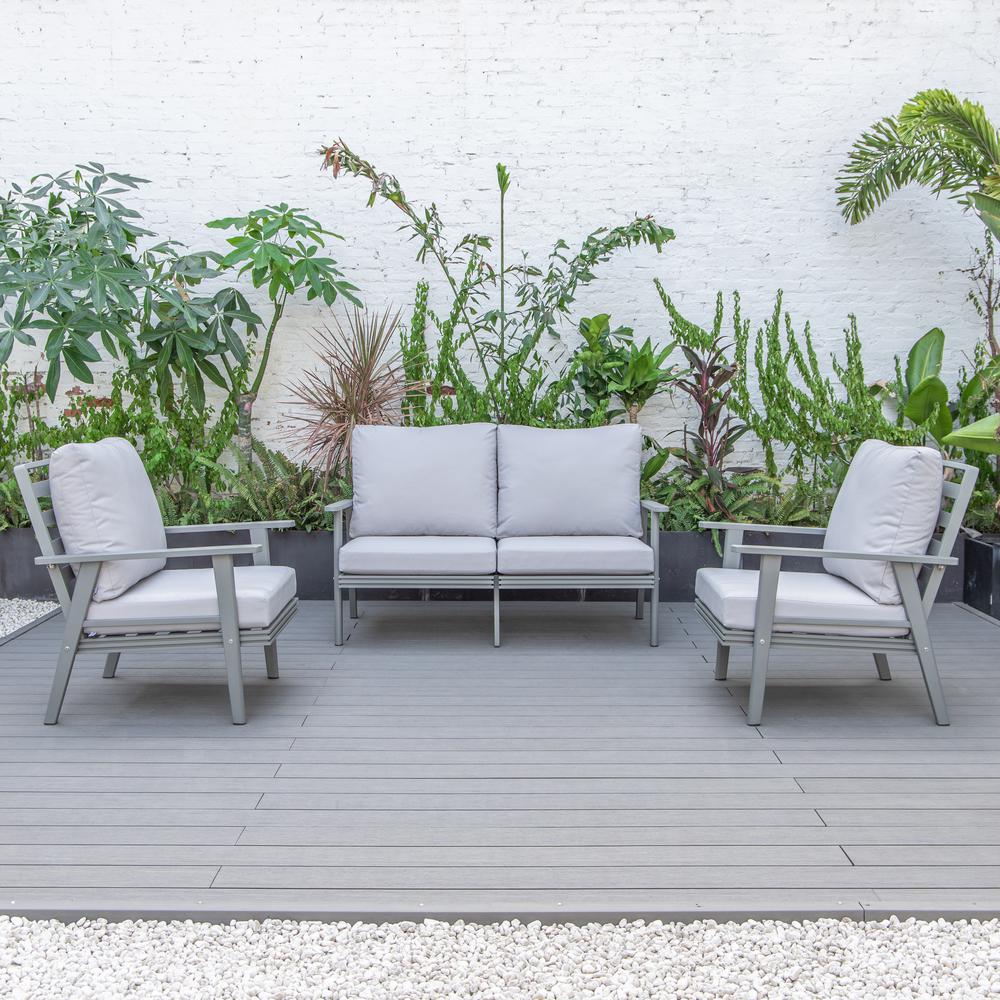 3-Piece Outdoor Patio Set with Grey Aluminum Frame. Picture 9
