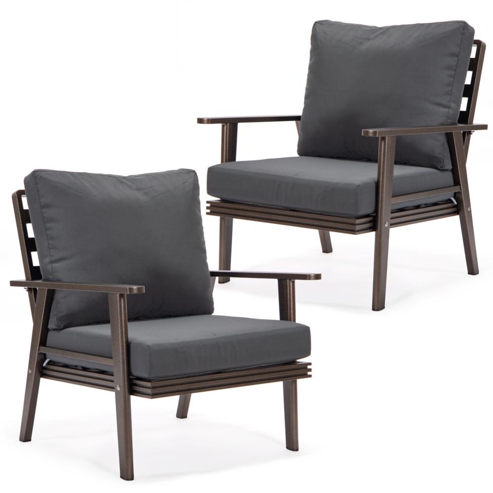 Walbrooke Modern Brown Patio Arm Chair, Set of 2. Picture 1