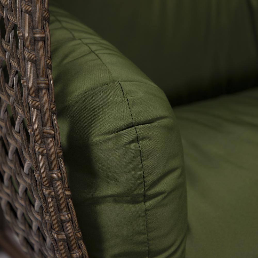 LeisureMod Wicker Hanging 2 person Egg Swing Chair , Dark Green. Picture 9