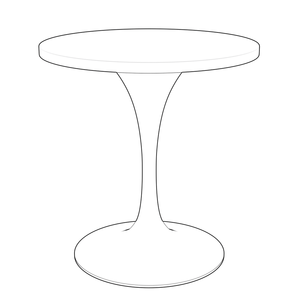 Verve 27 Round Dining Table, White Base with Black MDF Top. Picture 2