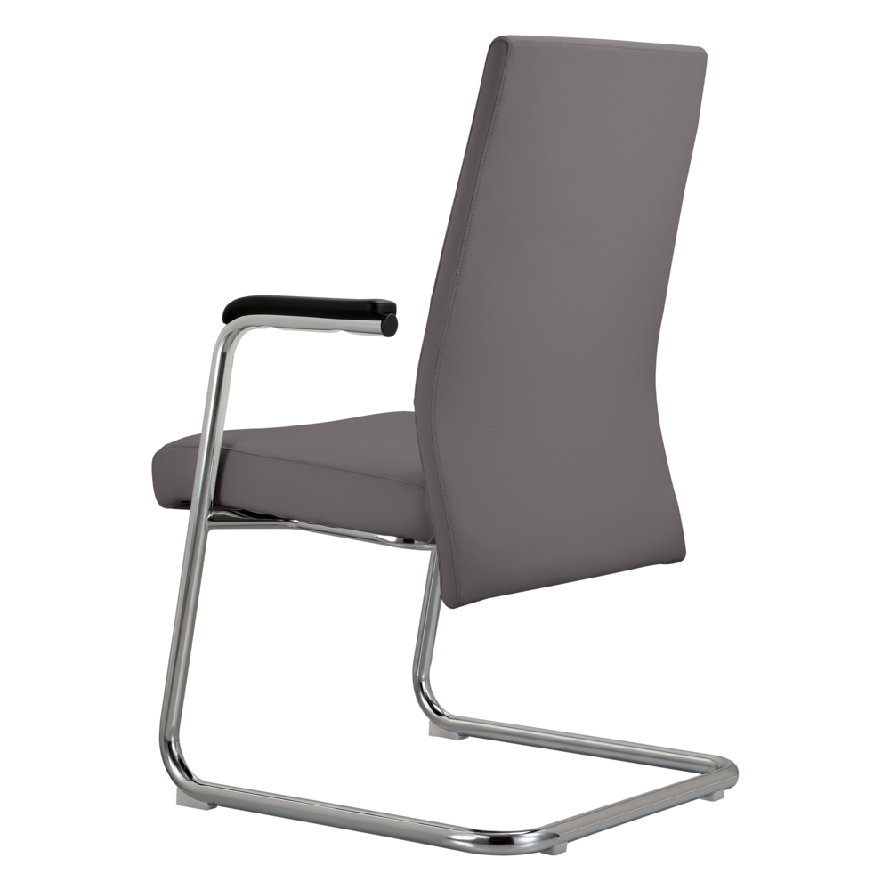Aleen Series Guest Office Chair In Grey Leather. Picture 7