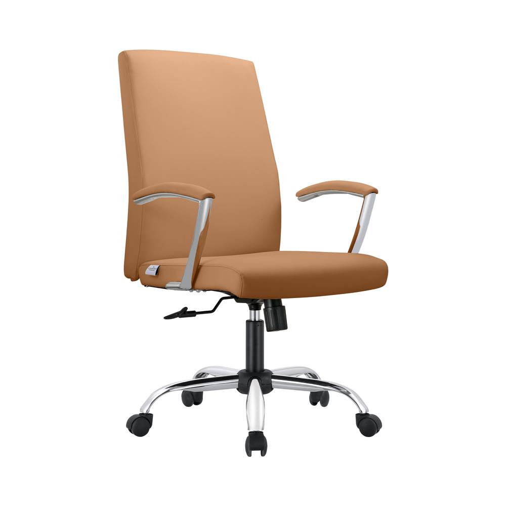 Evander Series Office Chair in Acorn Brown Leather. Picture 1