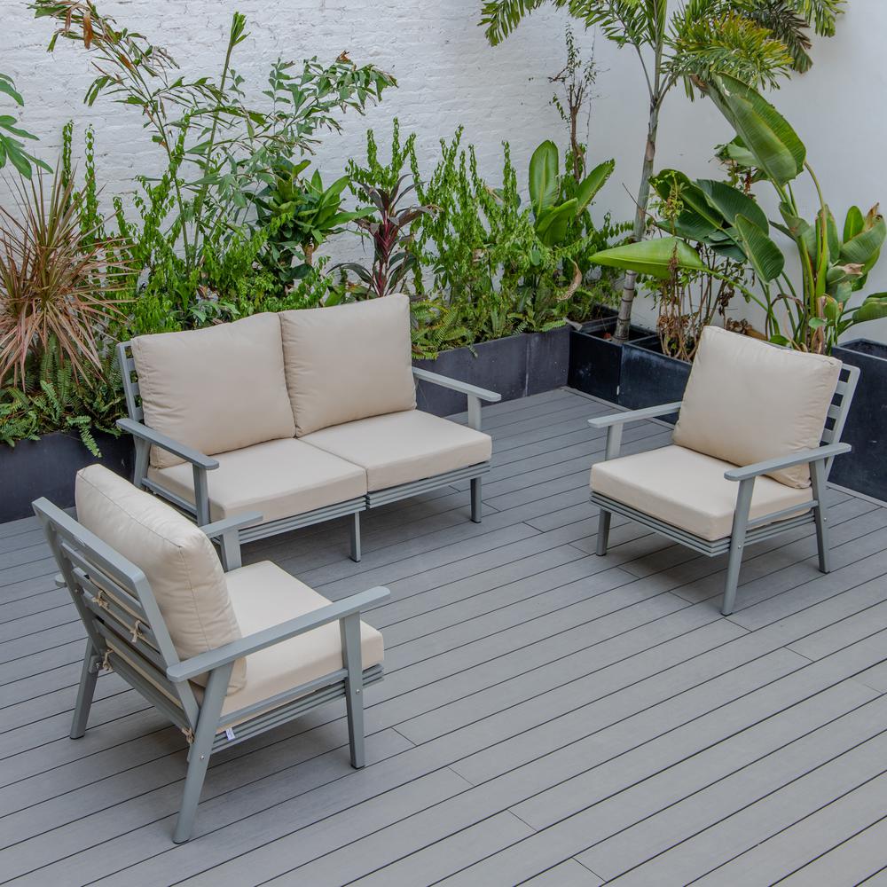 3-Piece Outdoor Patio Set with Grey Aluminum Frame. Picture 8