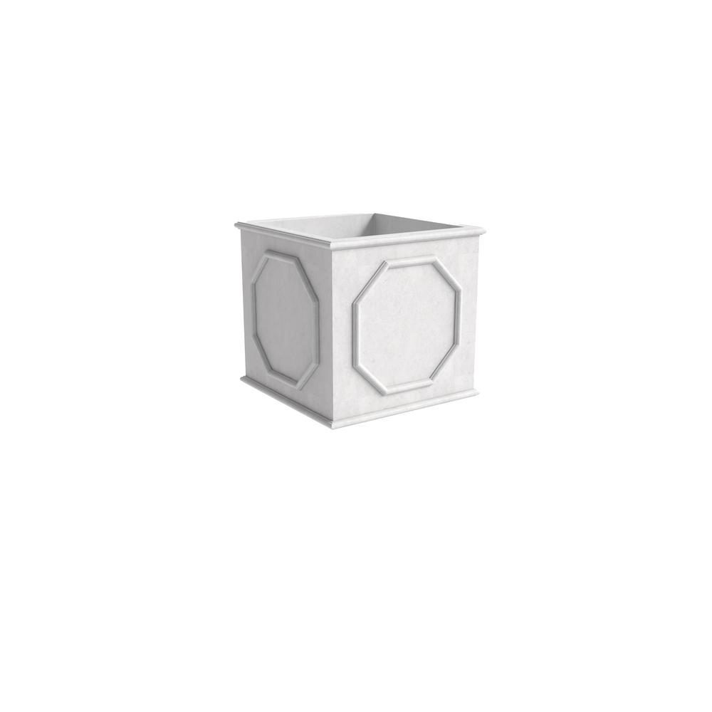 Sprout Series Cubic Fiber Stone Planter in White 8 Cube. Picture 2