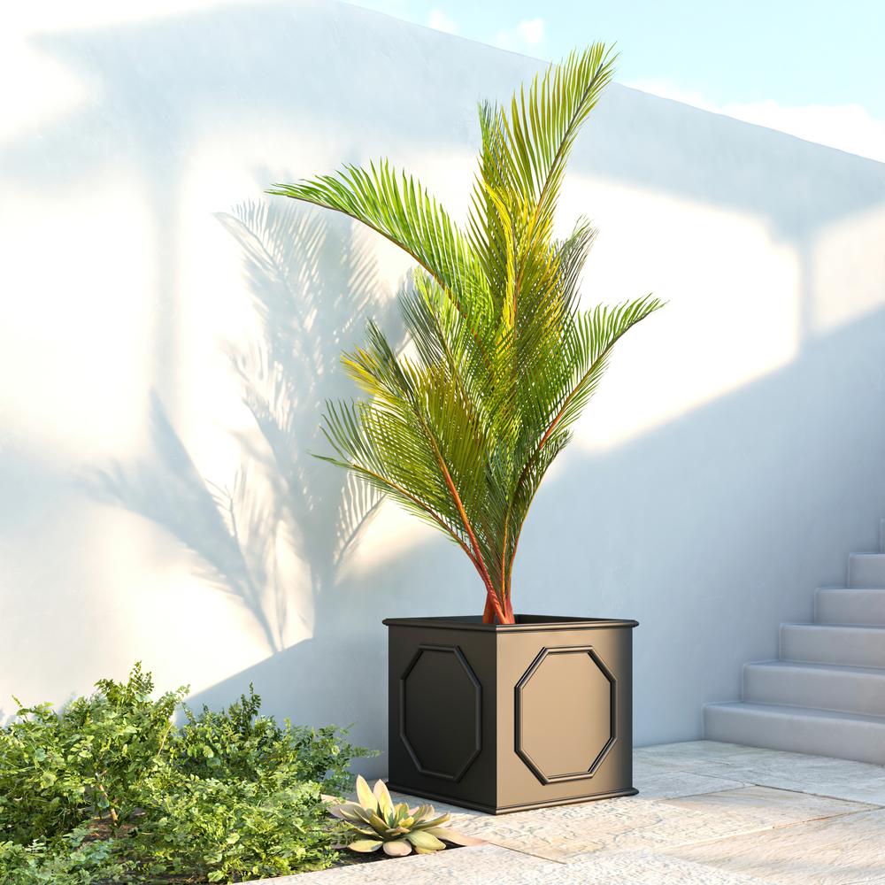 Sprout Series Cubic Fiber Stone Planter in Black 21.7 Cube. Picture 4