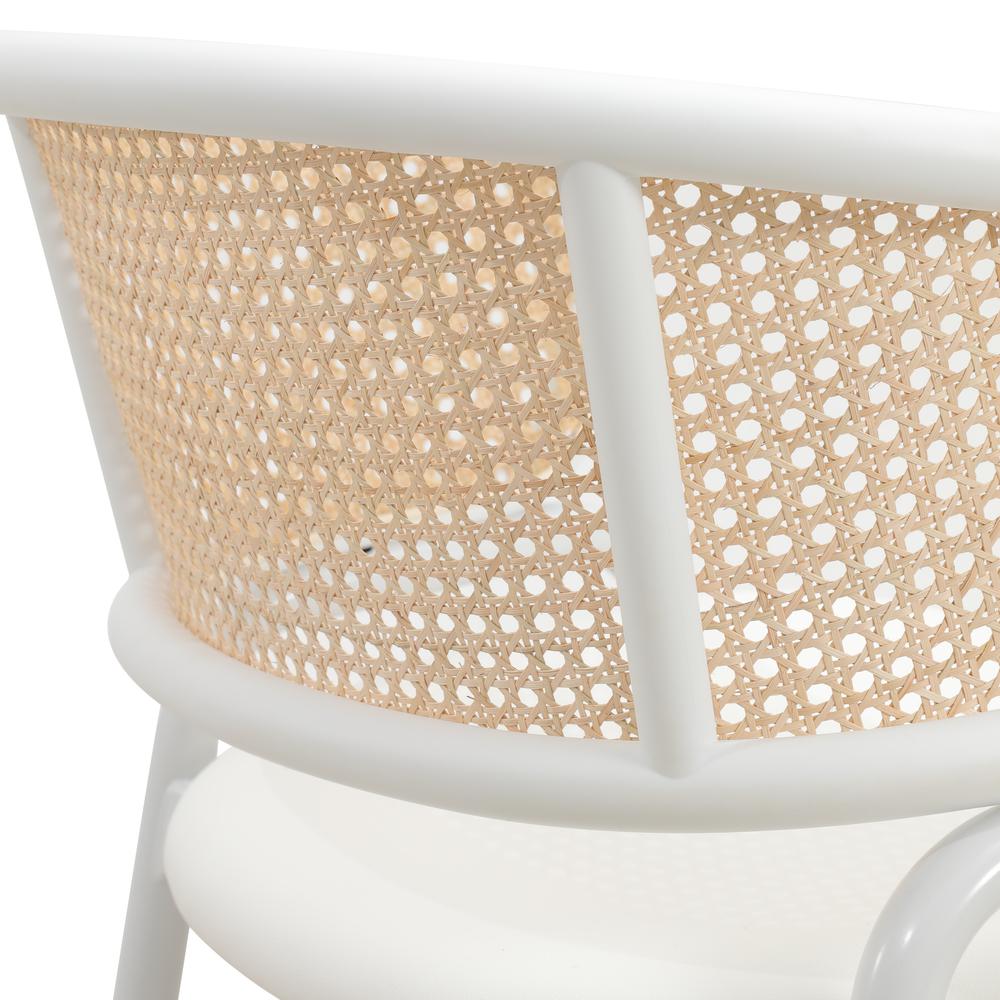 Ervilla Modern Dining Chair with White Powder Coated Steel Legs and Wicker Back. Picture 10
