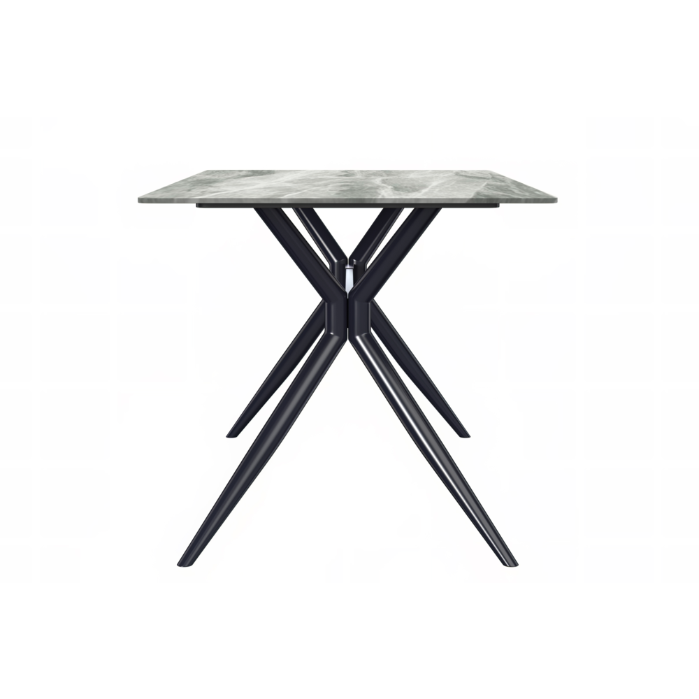 Black Stainless Steel Dining Table 55 With Light Grey Sintered Stone Top. Picture 4