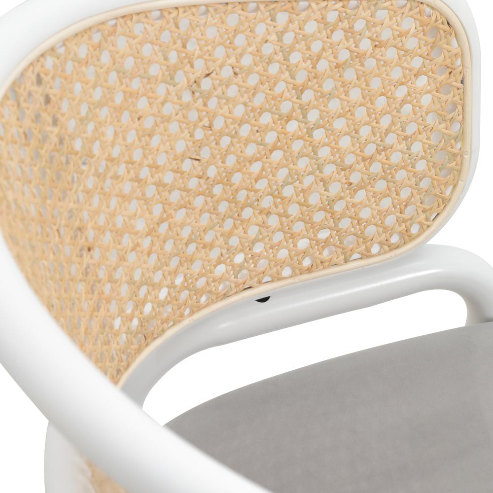 Dining Chair with White Powder Coated Steel Legs and Wicker Back, Set of 4. Picture 13