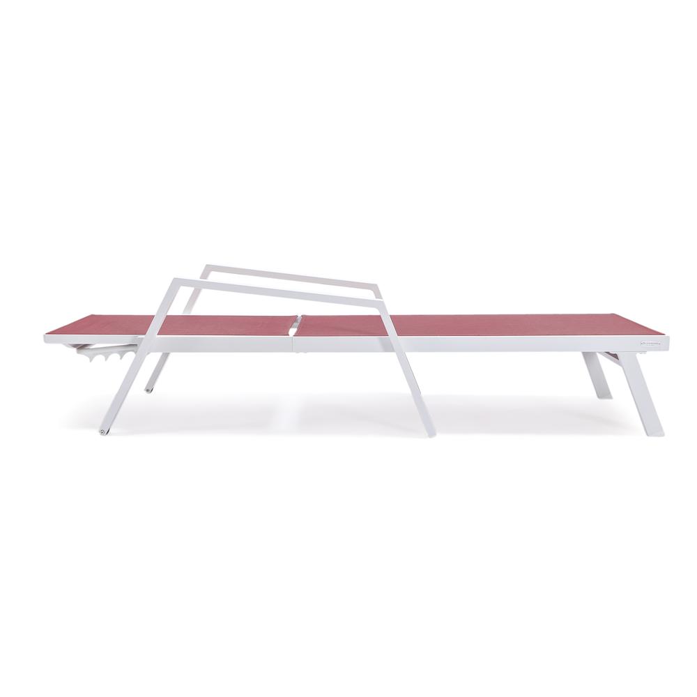 White Aluminum Outdoor Patio Chaise Lounge Chair With Arms. Picture 13