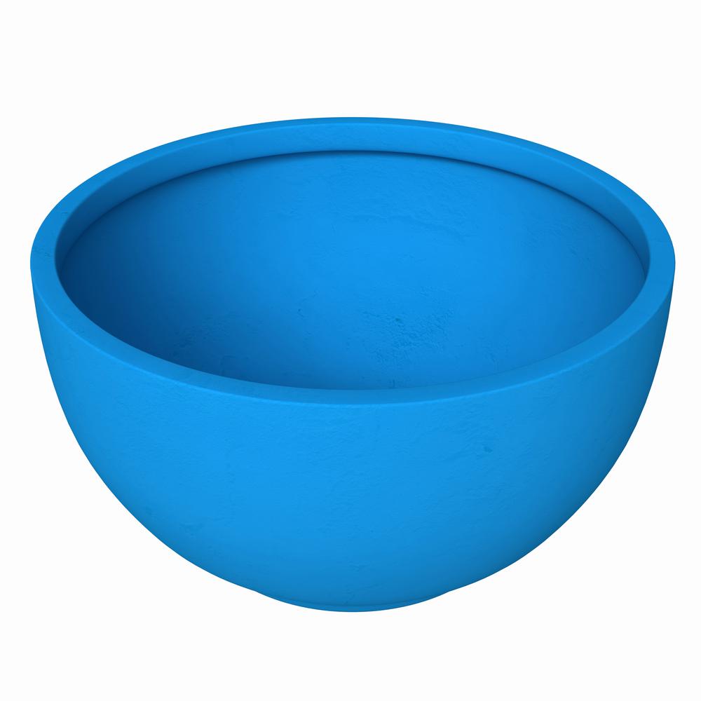 Grove Series Hemisphere Poly Clay Planter in Blue 10.6 Dia, 5.9 High. Picture 1