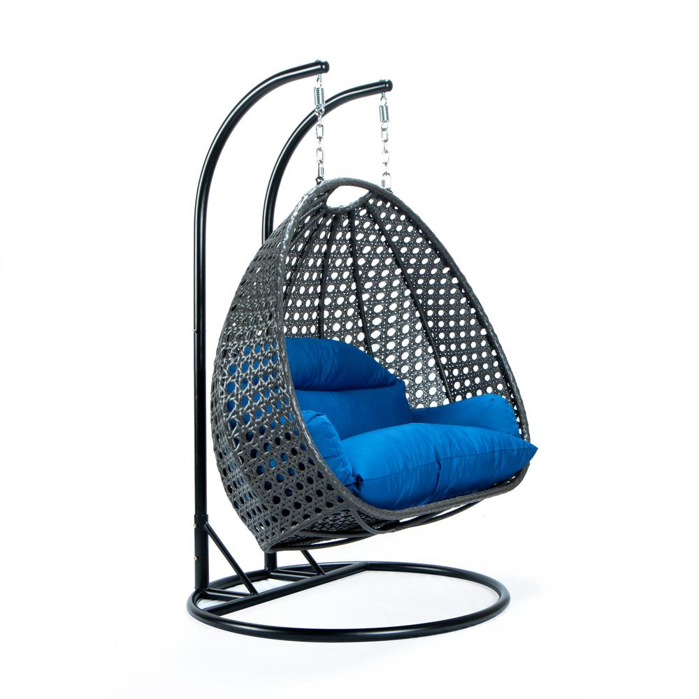 Charcoal Wicker Hanging 2 person Egg Swing Chair. Picture 5