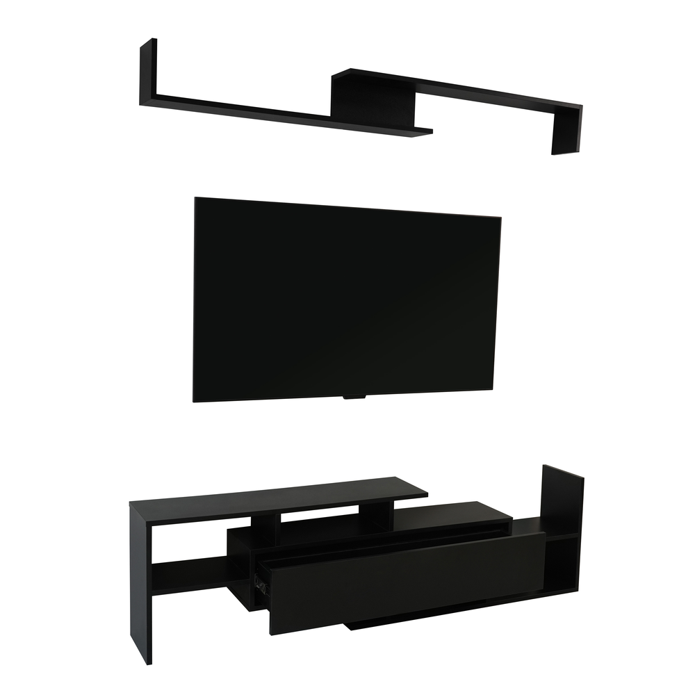 Surrey Modern TV Stand with MDF Shelves and Bookcase. Picture 1