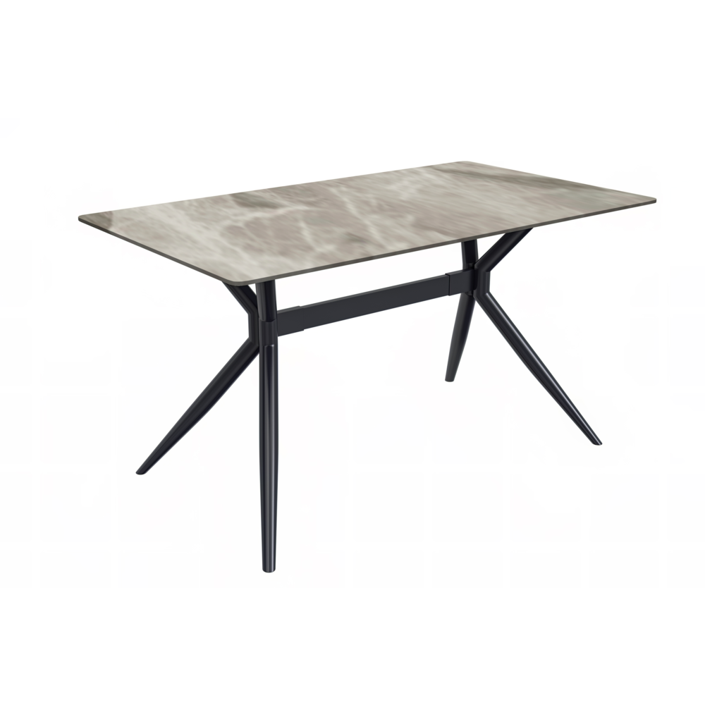 Black Stainless Steel Dining Table 55 With Deep Grey Sintered Stone Top. Picture 3