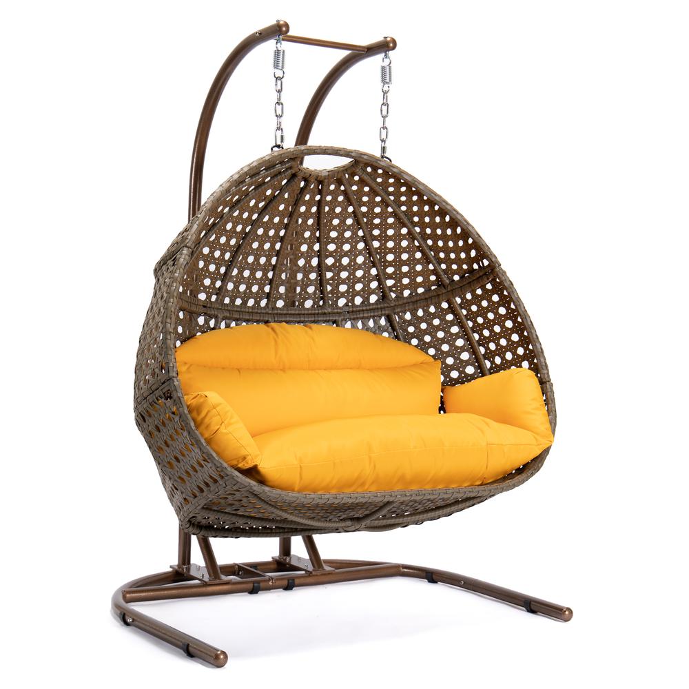 LeisureMod Wicker Hanging Double Egg Swing Chair  EKDBG-57A. Picture 7