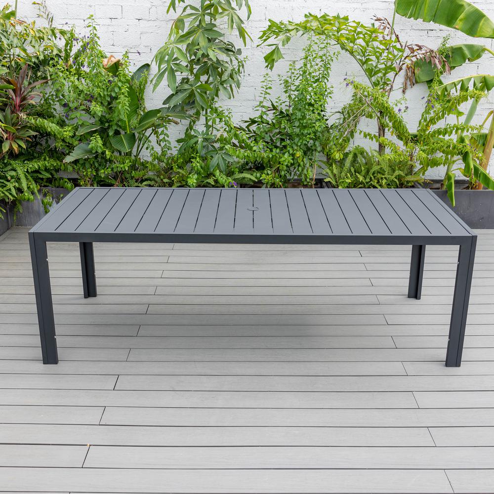 Aluminum Outdoor Dining Table 87 With 8 Chairs and Charcoal Black Cushions. Picture 28