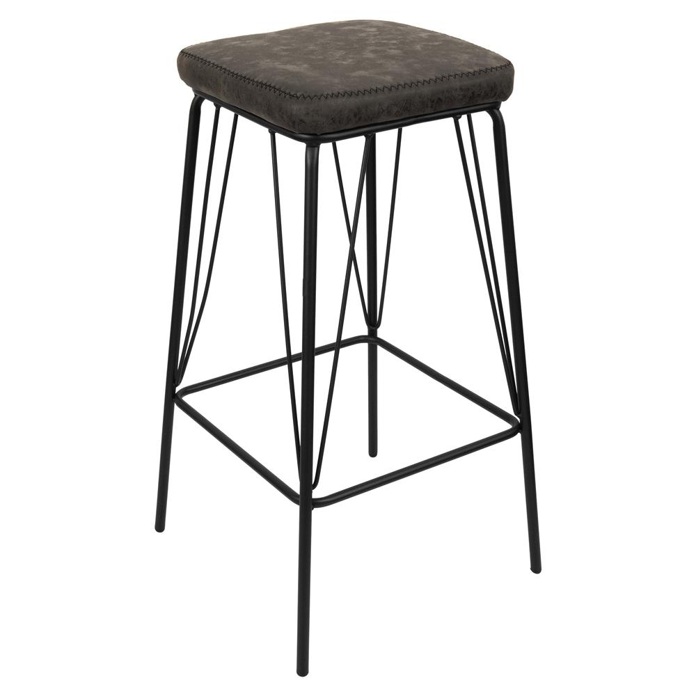 Millard Leather Bar Stool With Metal Frame. Picture 1