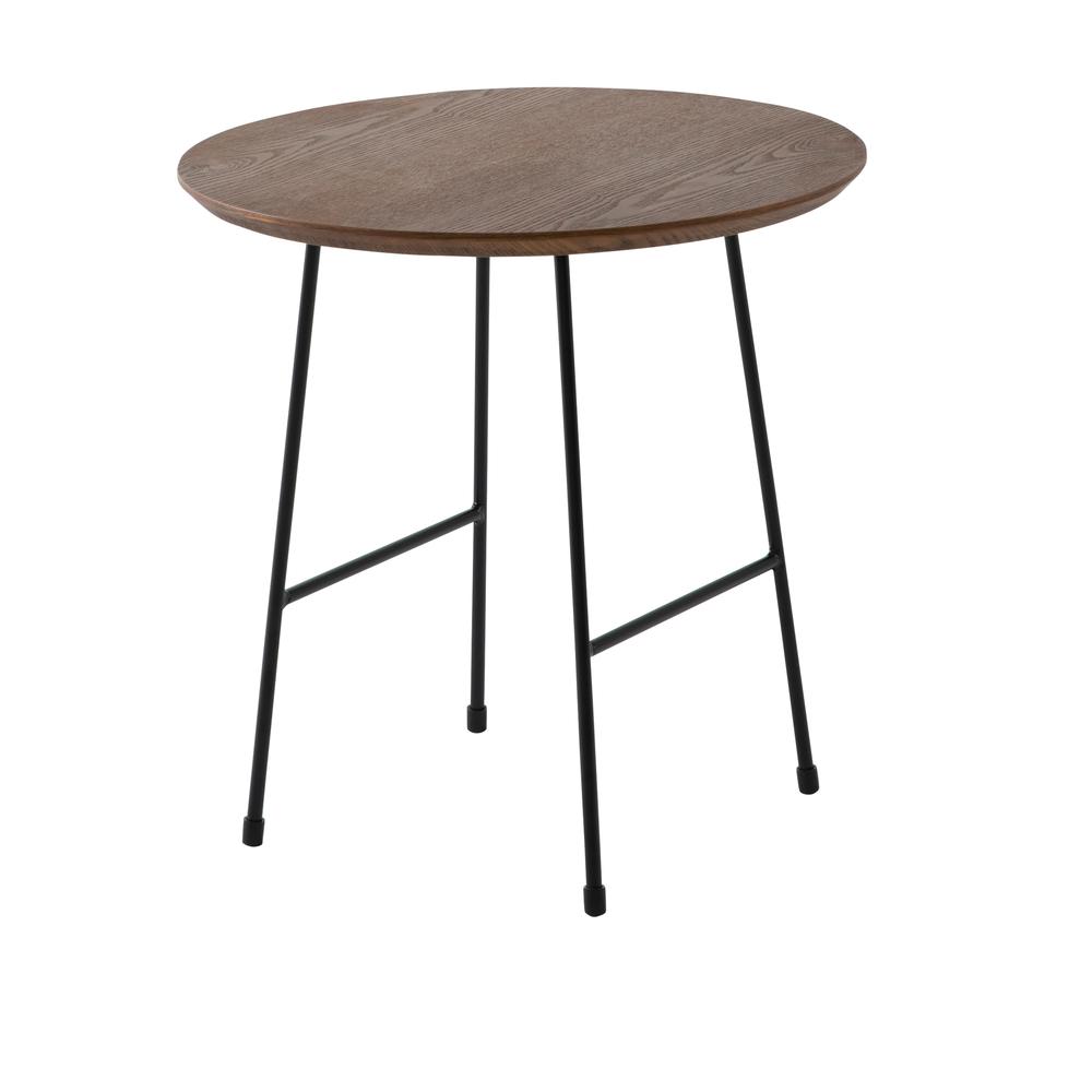 Rossmore Mid Century Modern Round Side Table With Black Steel Frame. Picture 1