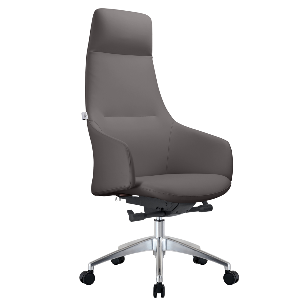 Celeste Series Tall Office Chair in Grey Leather. Picture 3
