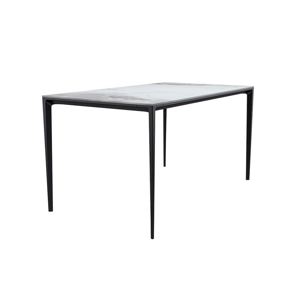 Modern Dining Table Black Base, With 71 Medium Grey Sintered Stone Top. Picture 1